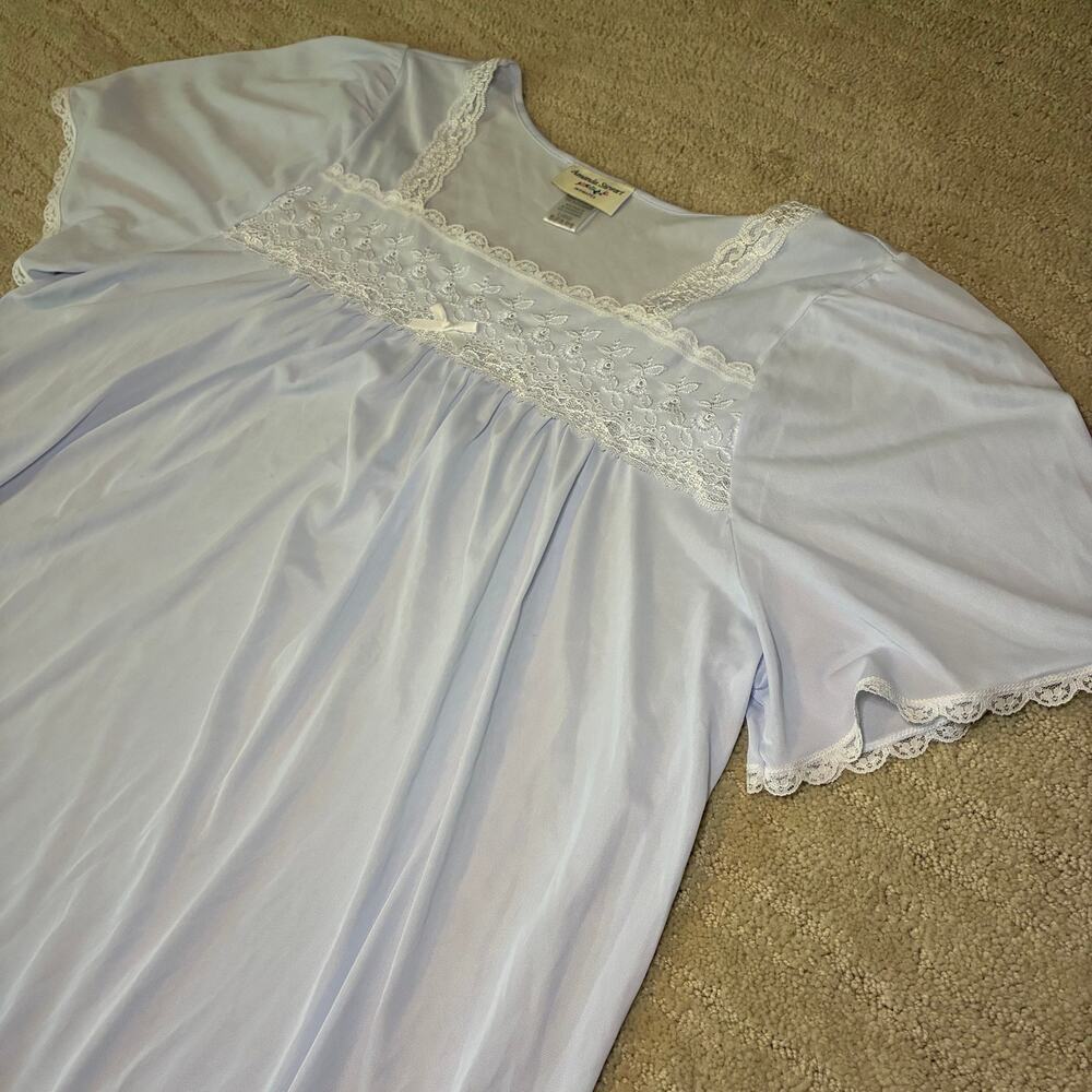 Vintage Amanda Stewart Sears L Traditional Nightgown Cottagecore Grannycore Blue